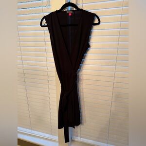 Vince Camuto Simple Classic Sleeveless Black Wrap Dress